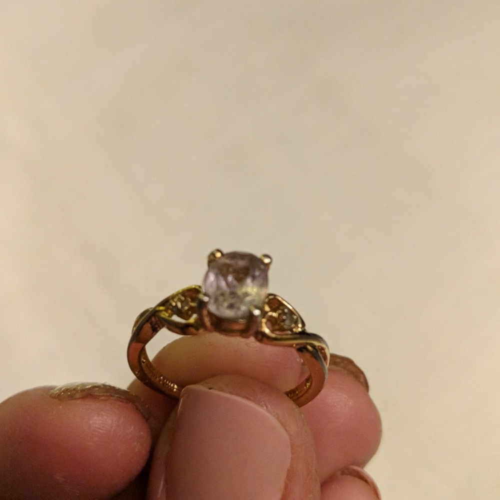 Vintage 14K oval white topaz gold planted Size 8
